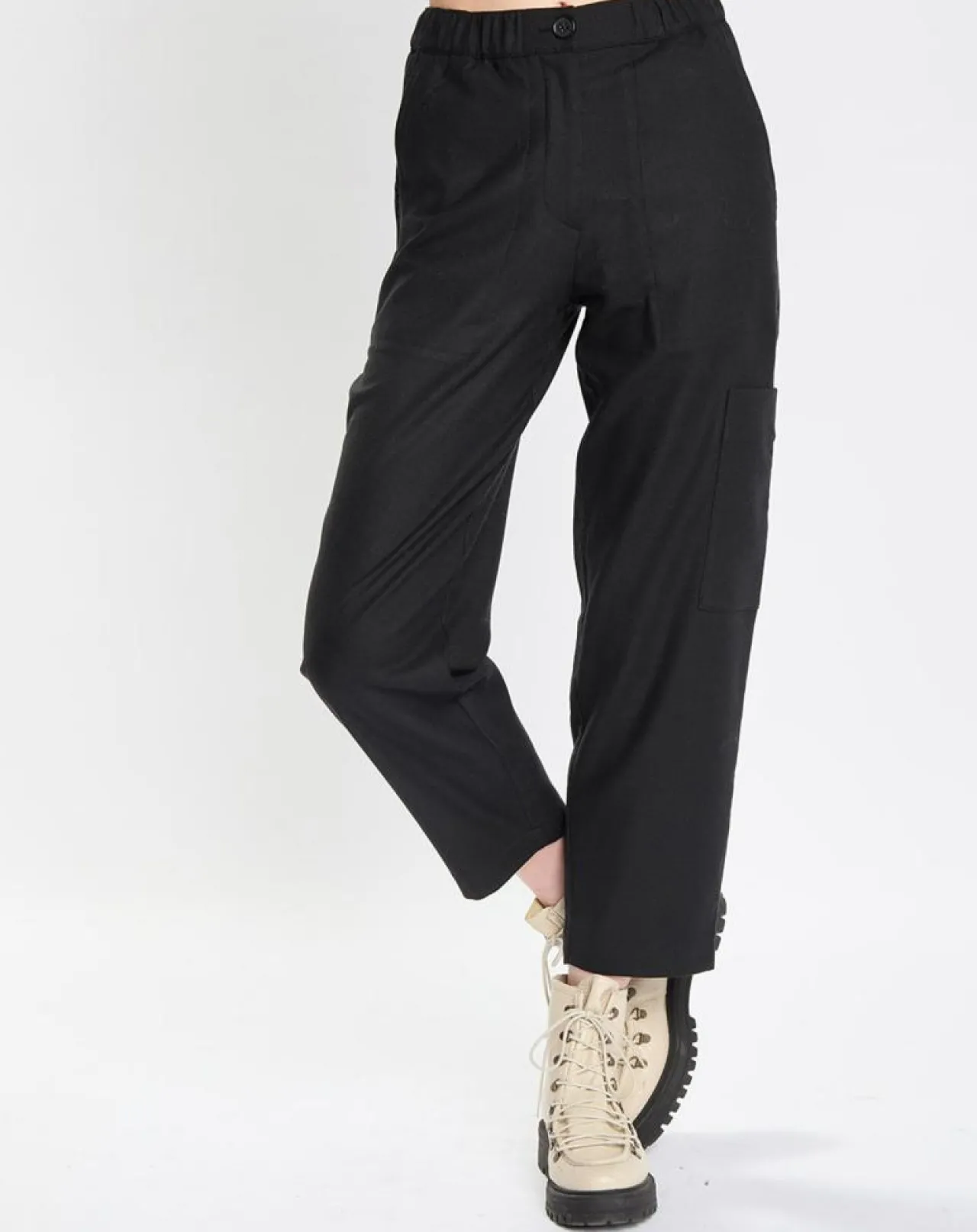 Pantalon cargo en Laine mélangée noir