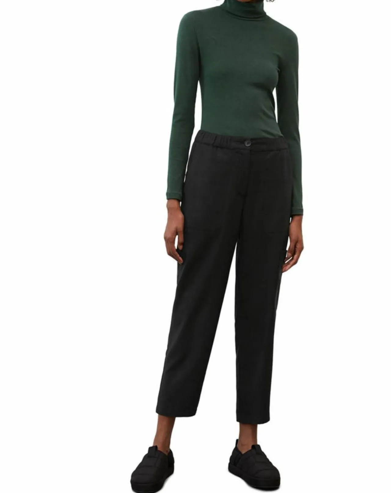 Pantalon cargo en Laine mélangée noir