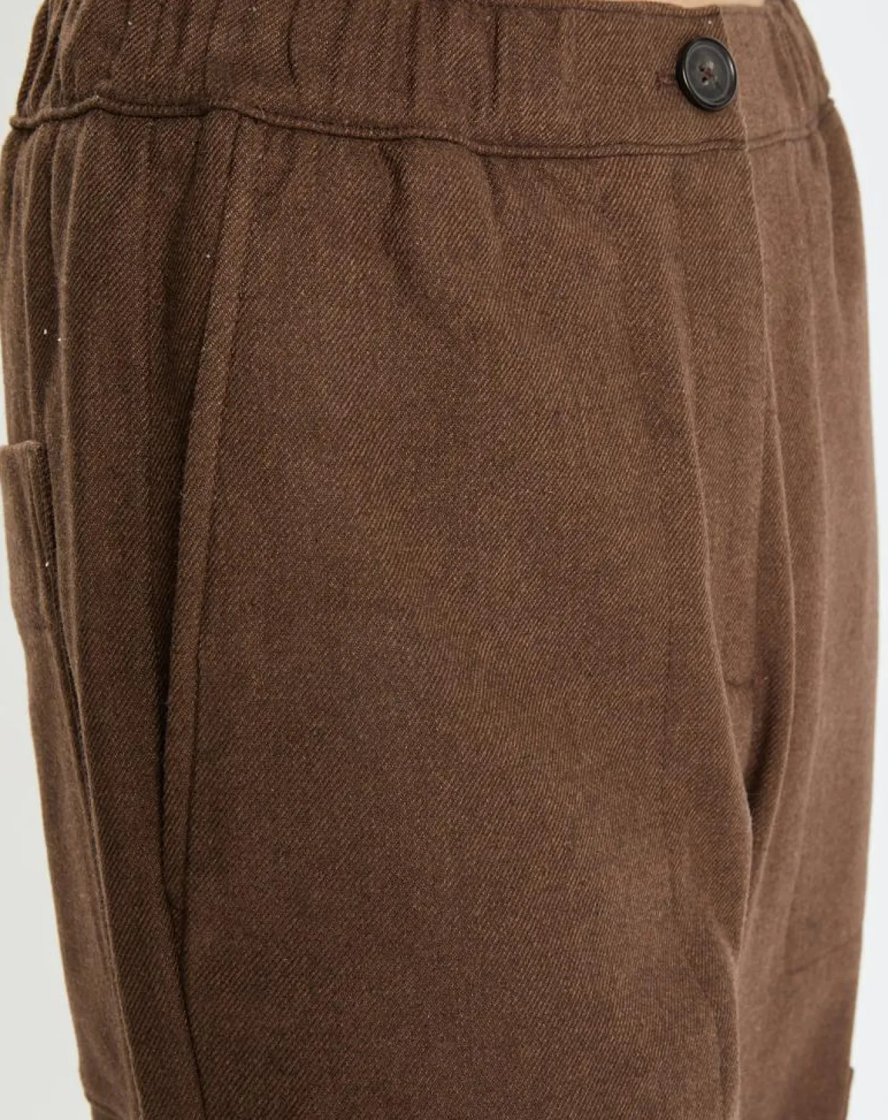Pantalon cargo en Laine mélangée marron