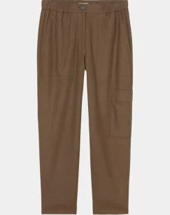 Pantalon cargo en Laine mélangée marron