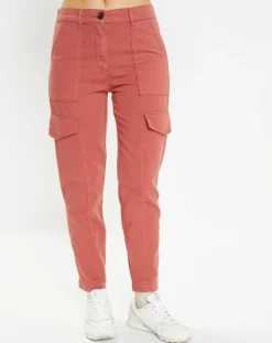 Pantalon cargo en Twill de Coton recyclé Robin rouge foncé