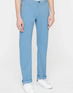 Pantalon Chino droit en Coton Bio Kunzo à micro pois bleu