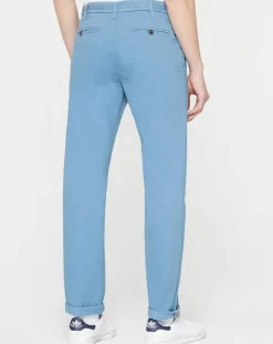 Pantalon Chino droit en Coton Bio Kunzo à micro pois bleu