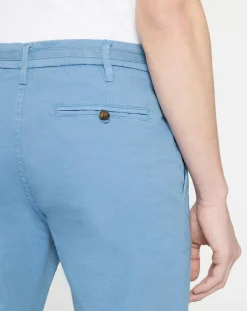 Pantalon Chino droit en Coton Bio Kunzo à micro pois bleu