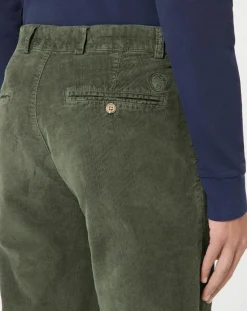 Pantalon Chino Droit en Velours kaki