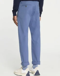 Pantalon chino en Coton bio droit Kutdroit bleu vintage