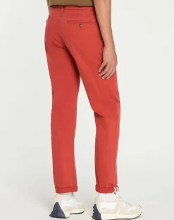 Pantalon chino en Coton bio droit Kutdroit rouge foncé