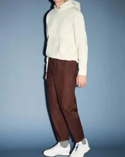 Pantalon chino jogging en Coton Nujog marron foncé