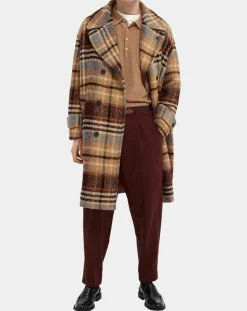 Pantalon Chino Loose Pince Laine mélangée Ceinturé bordeaux