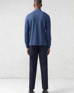 Pantalon chino slim en Laine & Coton Porths rayé marine