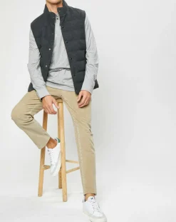 Pantalon Chino Slim en Velours côtelé beige