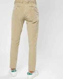 Pantalon Chino Slim en Velours côtelé beige
