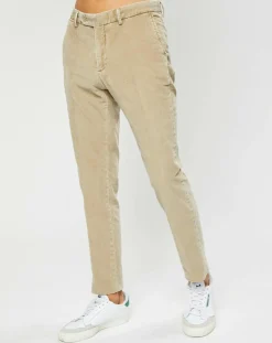 Pantalon Chino Slim en Velours côtelé beige