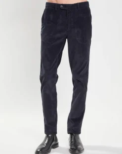 Pantalon Chino Slim Fit en Velours côtelé bleu marine