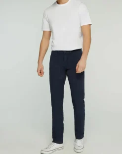 Pantalon chino slim Popplin Stretch bleu marine