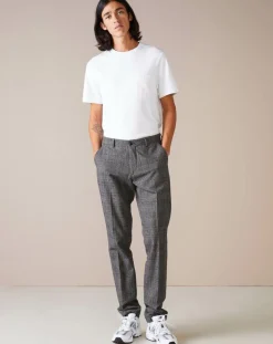 Pantalon chino slim Porths à carreaux gris