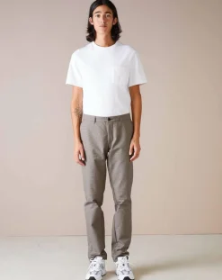 Pantalon chino slim Porths micro carreaux taupe