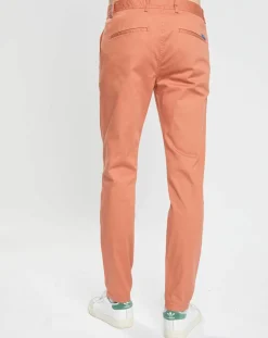 Pantalon Chino Super Slim Fit en Coton Bio mélangé Stretch brique