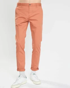 Pantalon Chino Super Slim Fit en Coton Bio mélangé Stretch brique