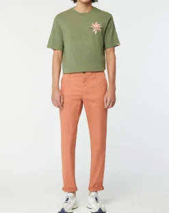 Pantalon Chino Super Slim Fit en Coton Bio mélangé Stretch brique