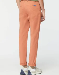 Pantalon Chino Super Slim Fit en Coton Bio mélangé Stretch brique