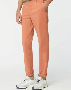 Pantalon Chino Super Slim Fit en Coton Bio mélangé Stretch brique