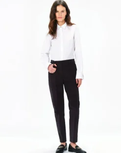 Pantalon cigarette Psidika gris foncé