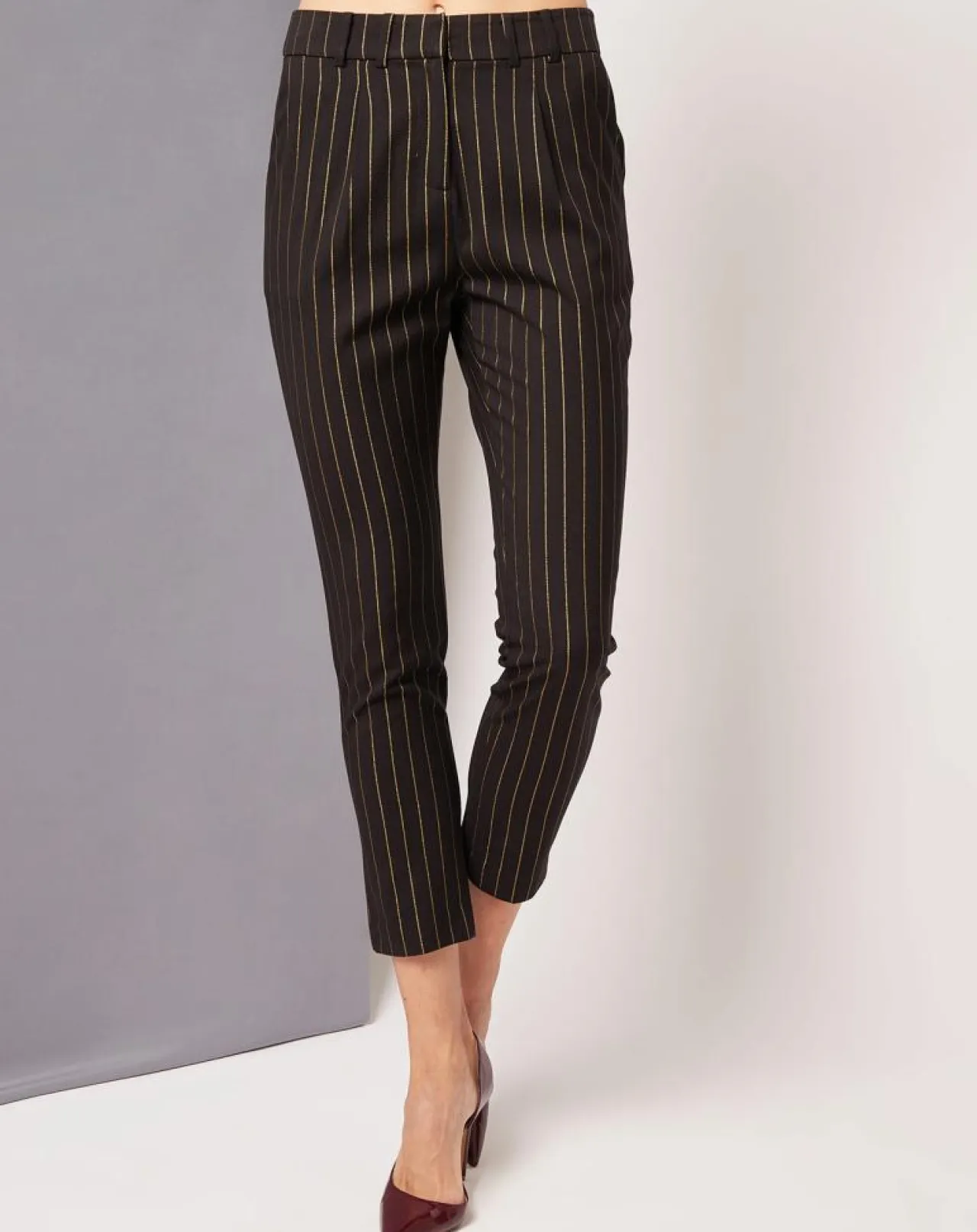 Pantalon court Jarod à rayures noir