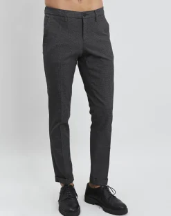 Pantalon de costume slim Pablo imprimé micro pied-de-poule noir/gris