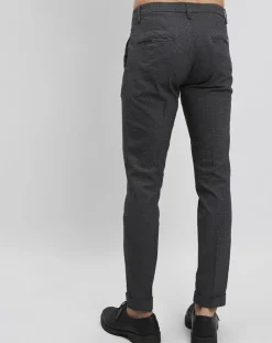 Pantalon de costume slim Pablo imprimé micro pied-de-poule noir/gris