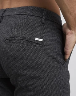 Pantalon de costume slim Pablo imprimé micro pied-de-poule noir/gris