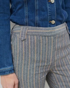 Pantalon de tailleur en Laine mélangée Danny à chevrons bleu marine