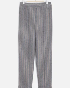 Pantalon de tailleur en Laine mélangée Danny à chevrons bleu marine