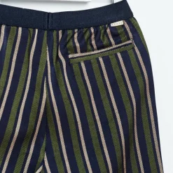 Pantalon droit Laroux à rayures vert/bleu marine/beige