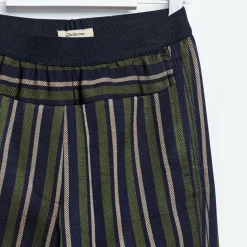 Pantalon droit Laroux à rayures vert/bleu marine/beige