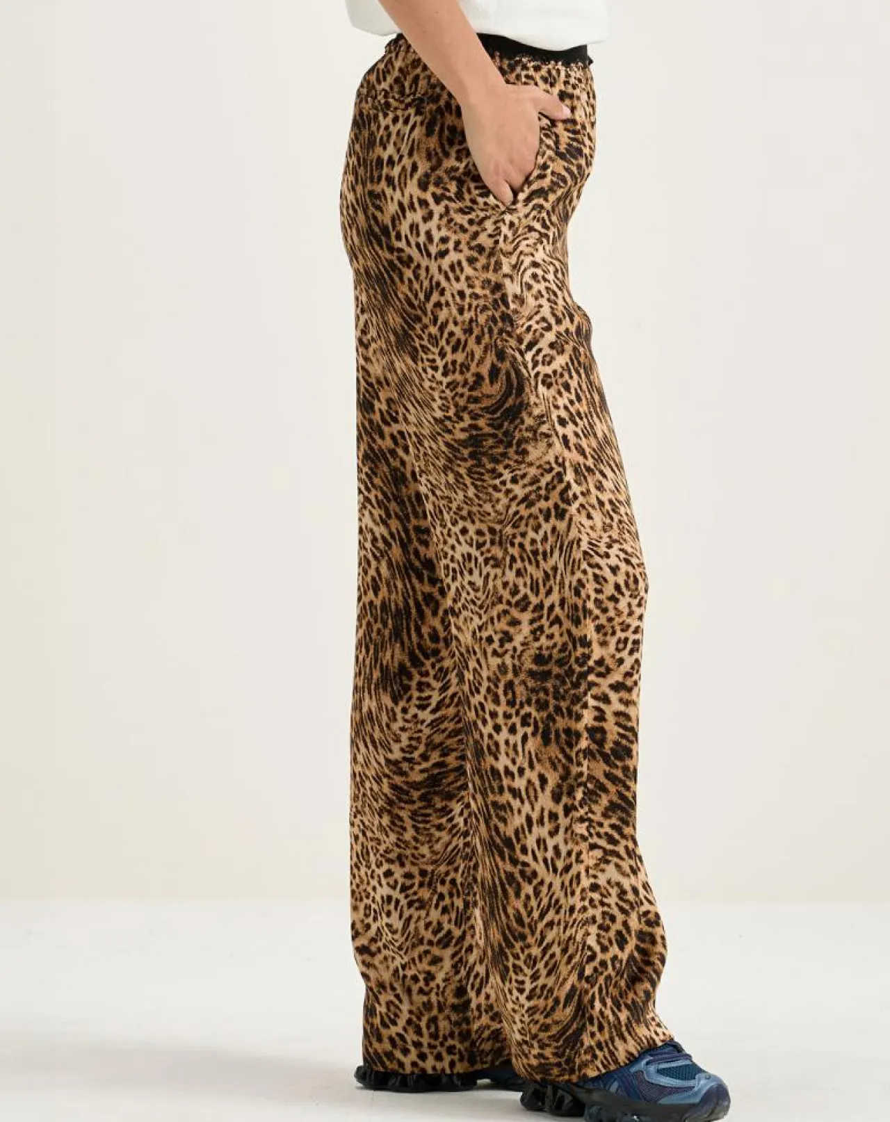 Pantalon droit Voel léopard marron