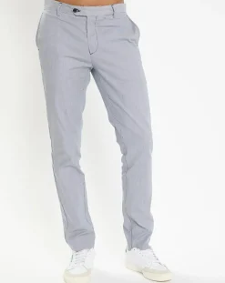 Pantalon en Coton & Lin chino Regular Fit Milleraie bleu/blanc