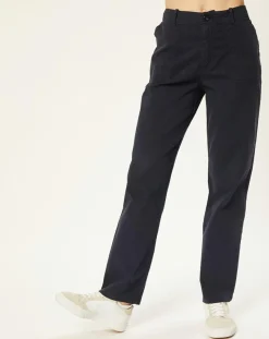 Pantalon en Coton & Lin Cora marine