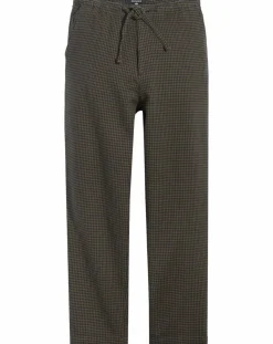 Pantalon en Coton Bio Pull On imprimé pied-de-poule marron/bleu