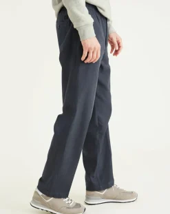 Pantalon en Coton Bio Pull On Tapered imprimé bleu marine