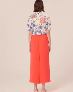 Pantalon en crêpe corail