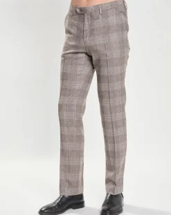 Pantalon en Laine mélangée imprimé Prince de Galles beige