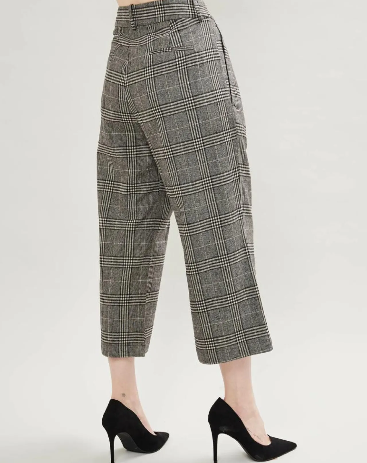 Pantalon en Laine mélangée à carreaux gris