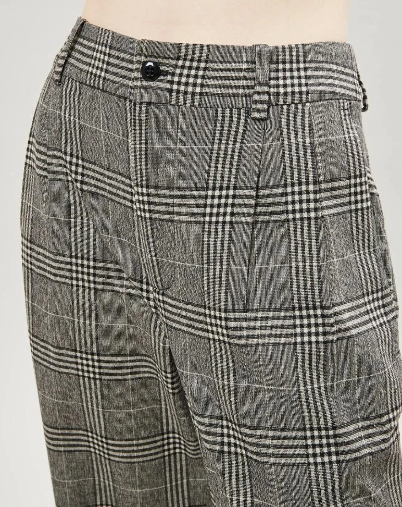 Pantalon en Laine mélangée à carreaux gris