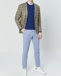 Pantalon en Lin mélangé Chino Slim Fit bleu clair