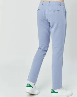Pantalon en Lin mélangé Chino Slim Fit bleu clair