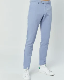 Pantalon en Lin mélangé Chino Slim Fit bleu clair