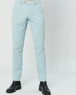Pantalon en Lin mélangé Chino Slim Fit céladon