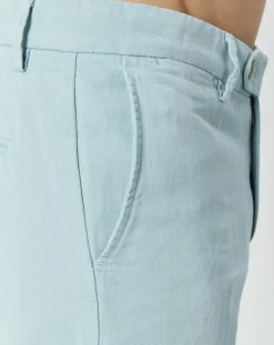 Pantalon en Lin mélangé Chino Slim Fit céladon