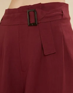 Pantalon en Lin mélangé Raby bordeaux